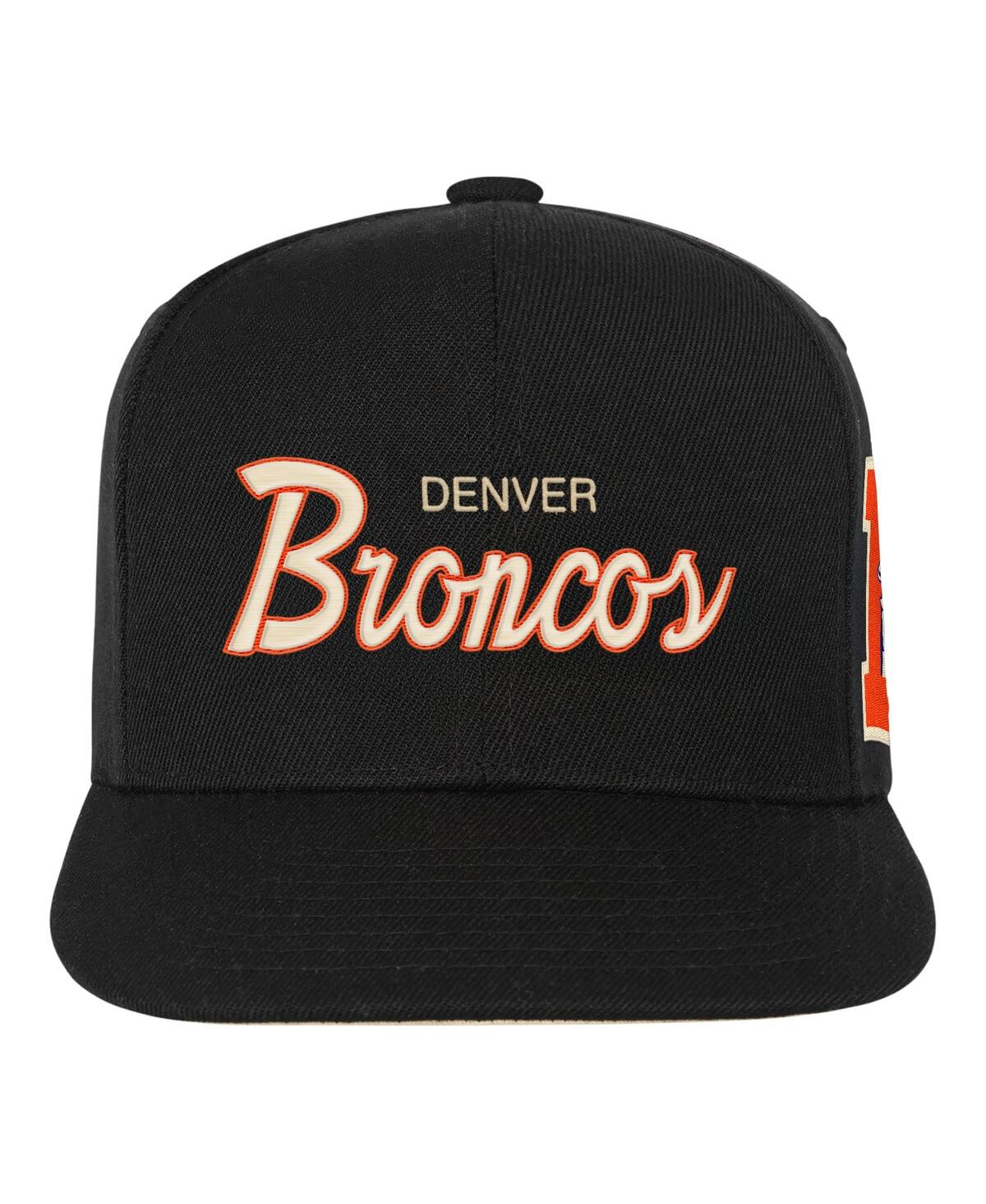 Mitchell & Ness Big Boys And Girls Black Denver Broncos Cream Team Script Snapback Hat In Green