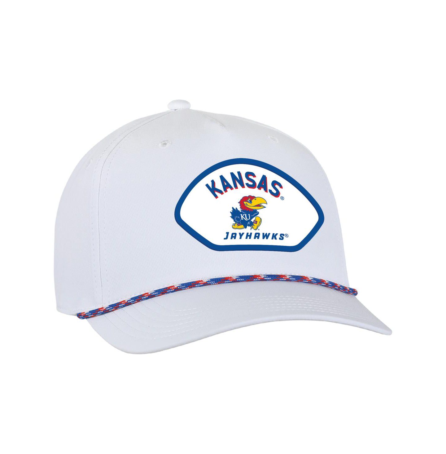 Мужская кепка Ahead White Kansas Jayhawks Alto Rope Adjustable Hat — фото 1
