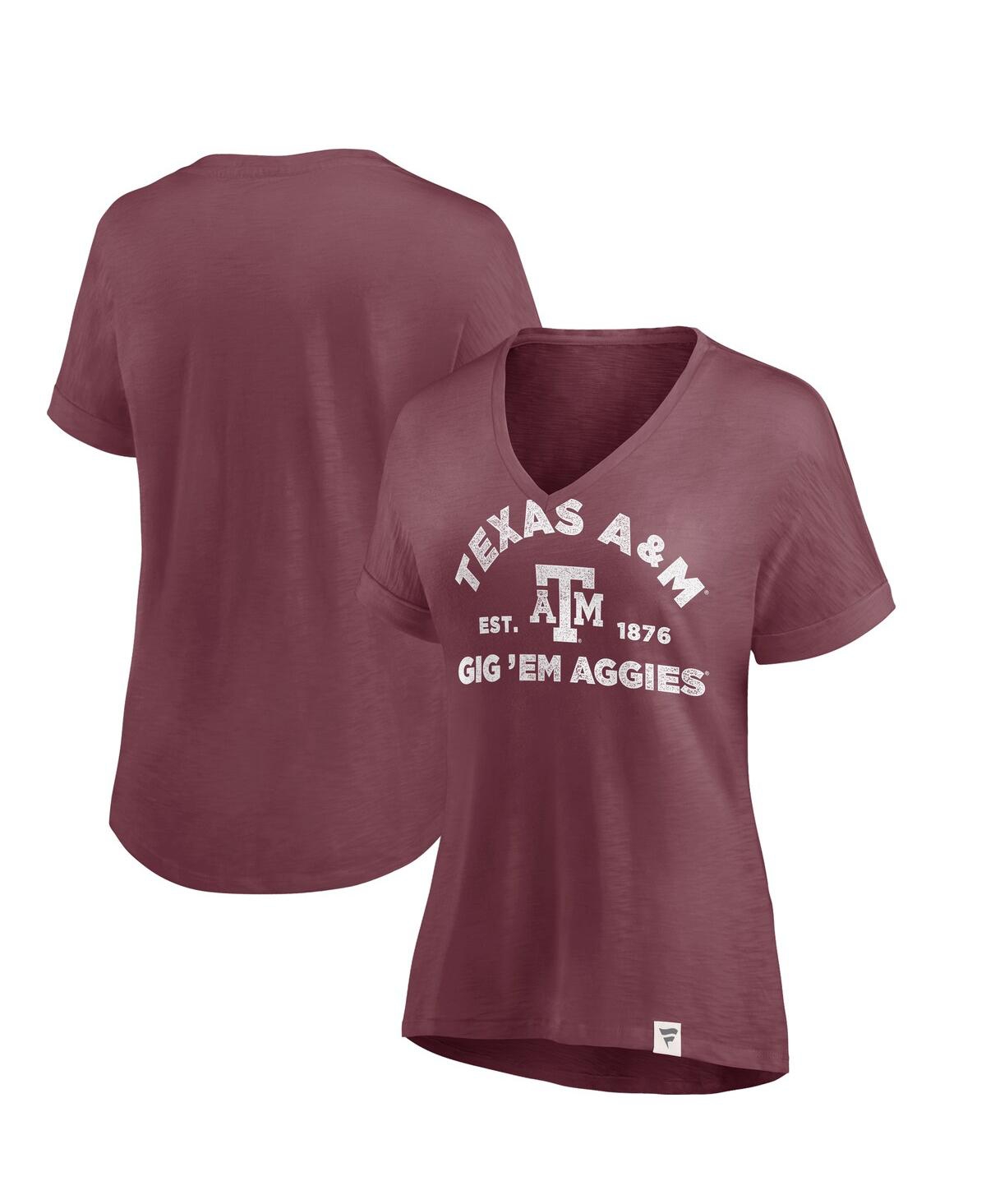 Fanatics Women's Maroon Texas A M Aggies True Classics Slub Flowy V-neck T-shirt In Burgundy