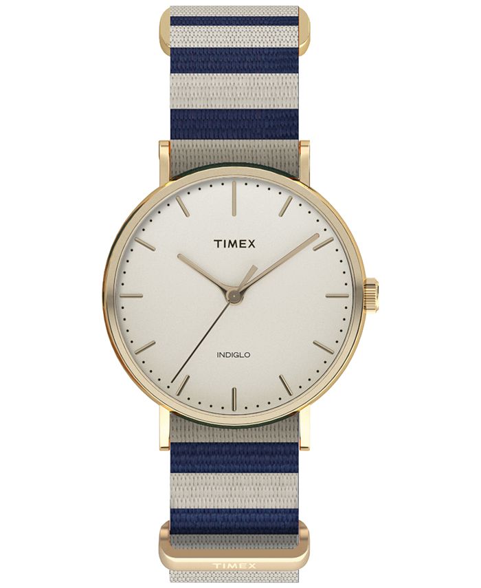 Timex Women s Weekender Fairfield Blue and White Nylon Strap Watch