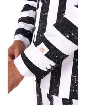 Men's Beetlejuice Premium Costume - 80s Halloween Outfit - Slim Fit - Black White - Includes Blazer, Pants and Tie