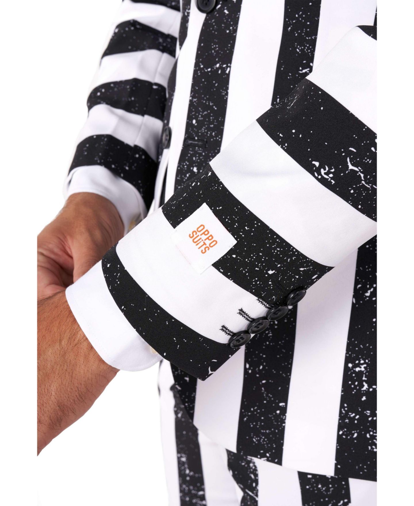 Мужские брюки OppoSuits Beetlejuice Premium Costume - 80s Halloween Outfit - Slim Fit - Black White - Includes Blazer, Pants and Tie, цвет: Чёрный — фото 5