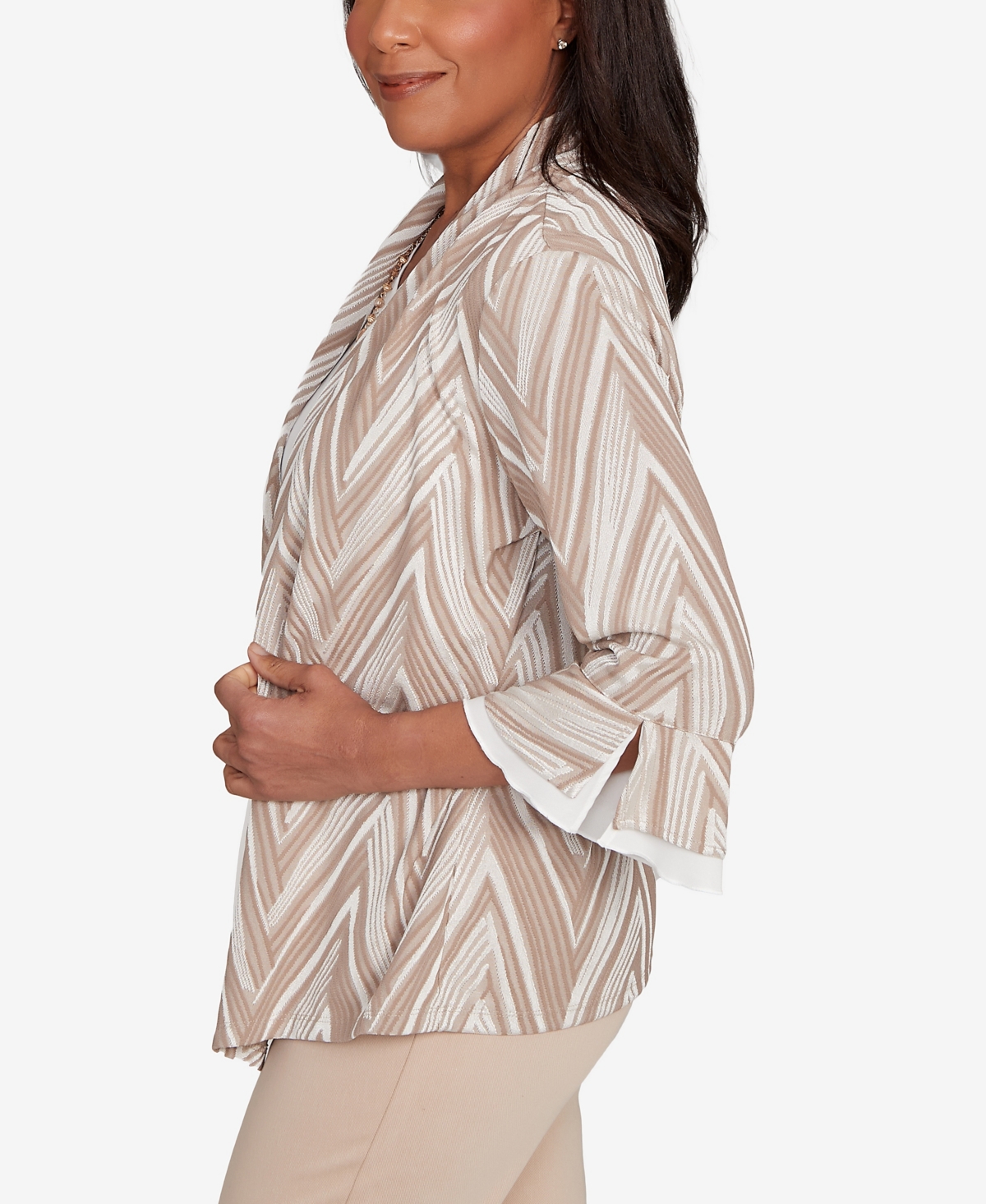 Alfred Dunner Petite Exploded Chevron Two In One Top In Multi