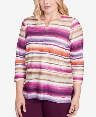 Petite Watercolor Beaded V-Neck Top