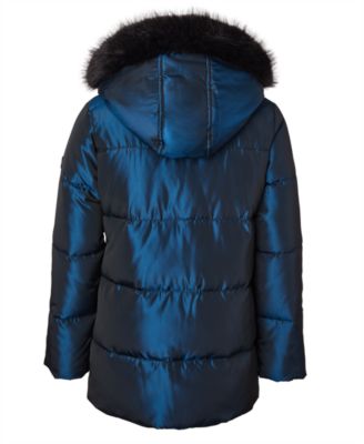 Big Girls' Iridescent Hooded Puffer Jacket