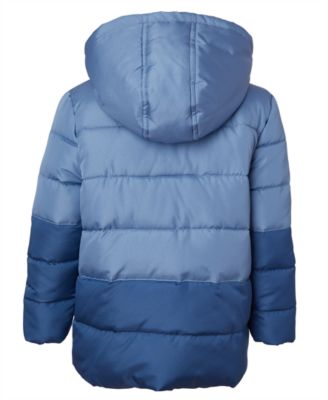 Toddler and Little Boys' Color Blocked Ripstop Puffer Jacket with Beanie