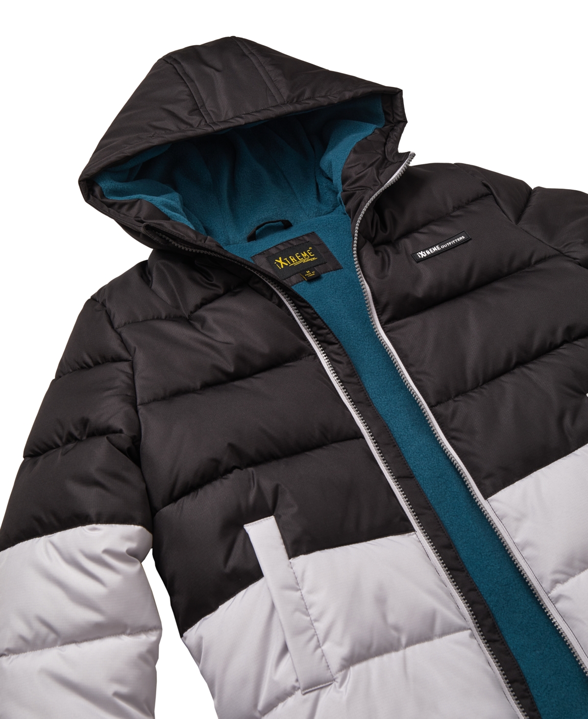 Ixtreme Toddler And Little Boys Color Blocked Ripstop Puffer Jacket With Beanie In Multi