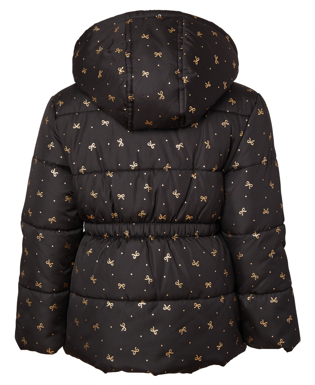 Kensie Girl Toddler And Little Girls Foil Bow Puffer Jacket With Beanie In Brown
