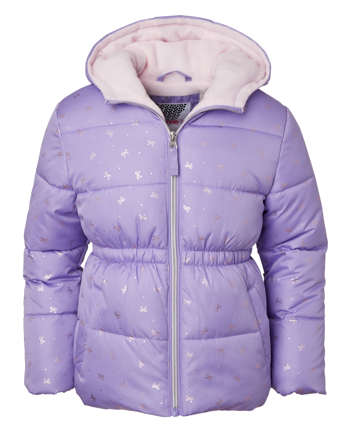 Kensie Girl Toddler And Little Girls Foil Bow Puffer Jacket With Beanie In Purple