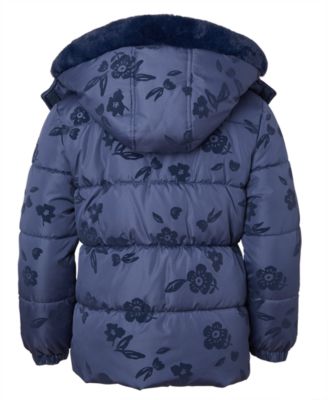 Toddler and Little Girls' Flocked Floral Puffer Jacket