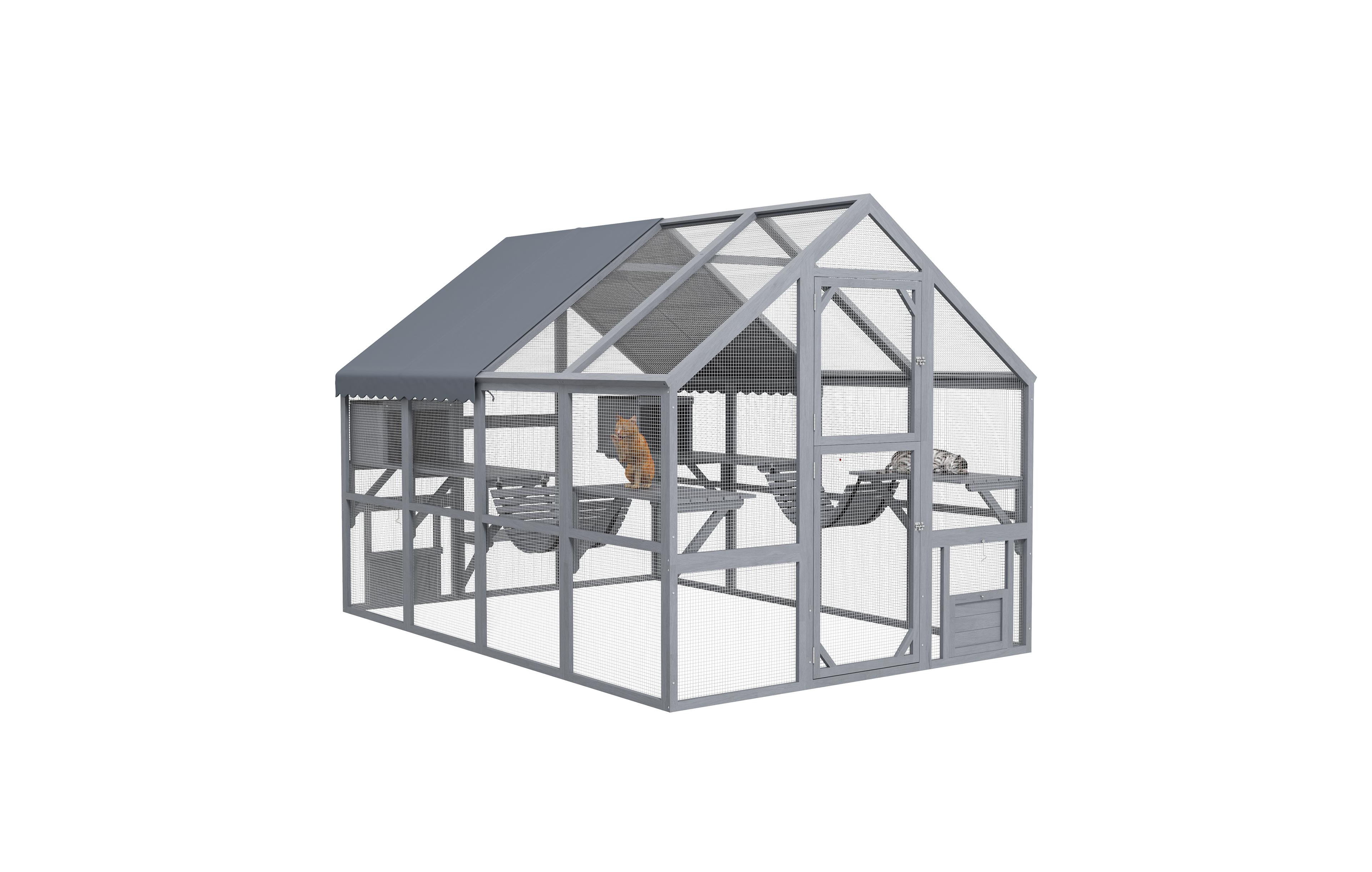 PawHut Large Catio Outdoor Cat Enclosure with Waterproof Cover