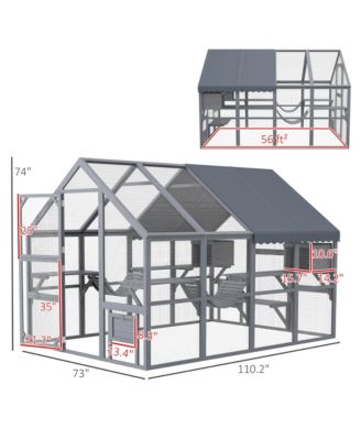 Large Catio Outdoor Cat Enclosure with Waterproof Cover,