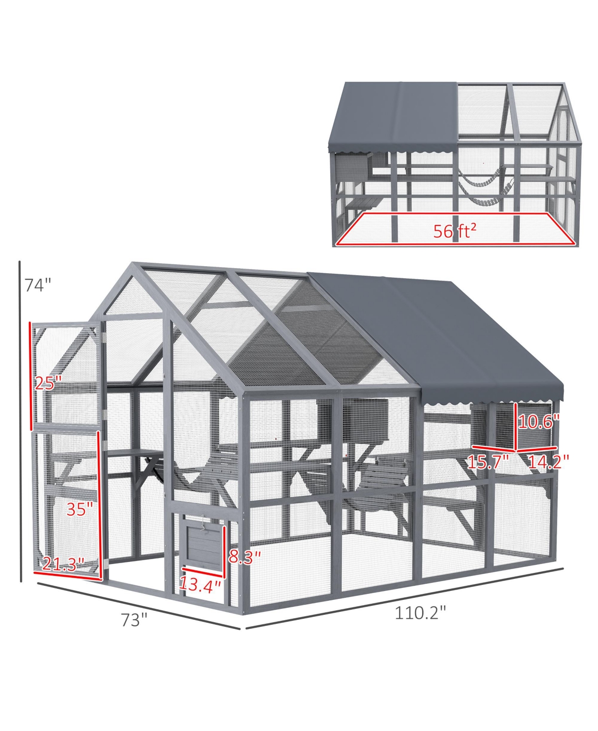 PawHut Large Catio Outdoor Cat Enclosure with Waterproof Cover