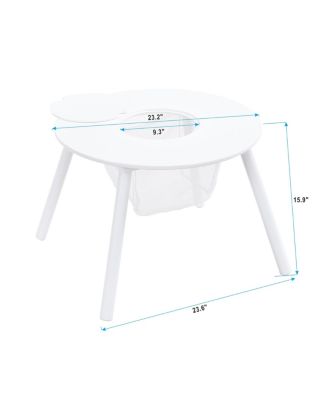 5-Piece White Wood Children's Panel Table with 4 Chairs, Suitable for kids
