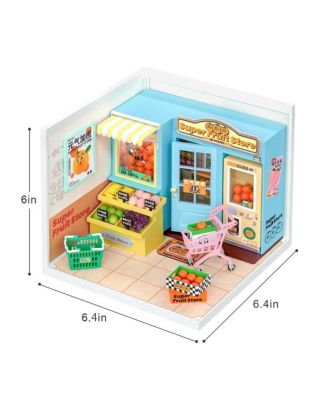 Building Model Kit Super Creator Super Fruit Store Plastic DIY Miniature House Kit, Multicolored, 6.4"6.4"6