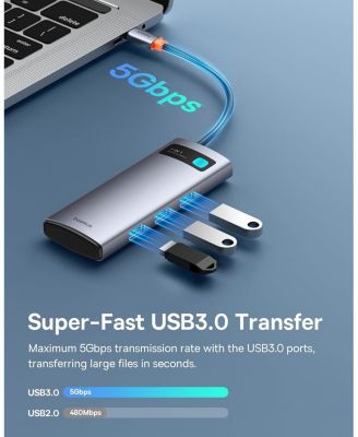 7-in-1 USB-C Hub with 4K 60Hz HDMI, 3 USB-A Ports, 100W PD Charging, and TF/SD Card Reader