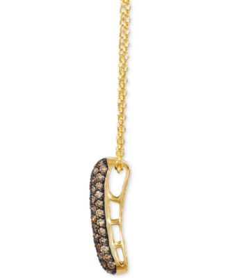 Chocolate Diamond & Polished Double Curved Bar 20" Pendant Necklace (5/8 ct. t.w.) in 14k Gold