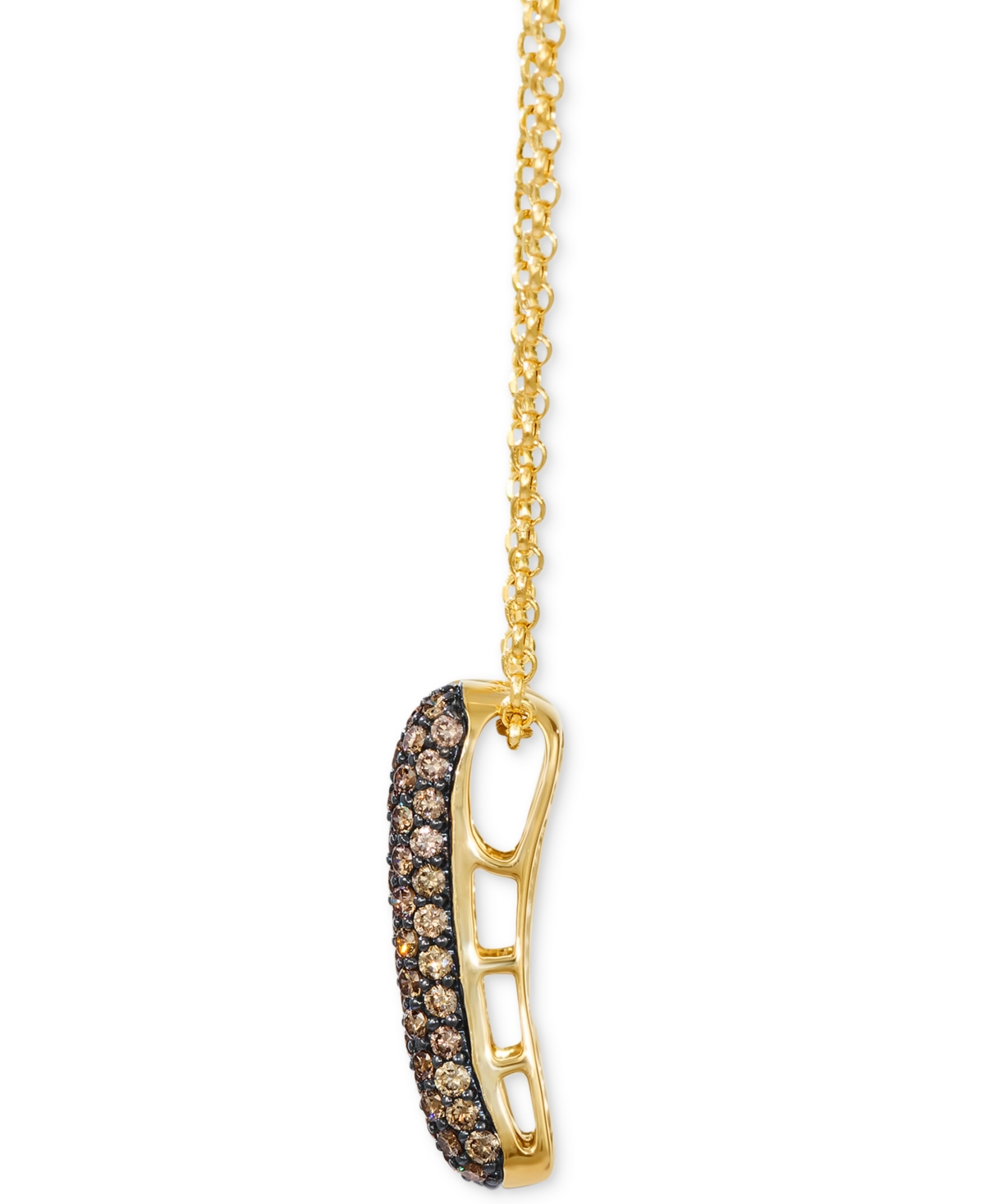 Le Vian Chocolate Diamond & Polished Double Curved Bar 20" Pendant Necklace (5/8 Ct. T.w.) In 14k Gold In Gold