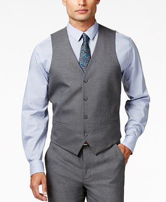 Alfani Men's Traveler Grey Solid Slim-Fit Vest, Created for Macy's ...