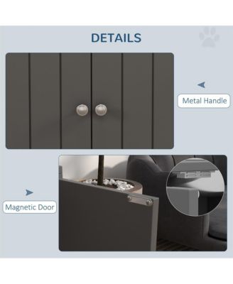 44in-L Gray Elevated Dog Bowls Storage Cabinet Raised Dog Bowl Stand Feeding Station