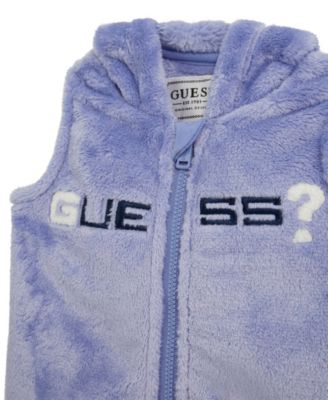 Baby Boys' Long-Sleeve Bodysuit, Plush Velour Hooded Vest and Plush Velour Pant, 3-Piece Set