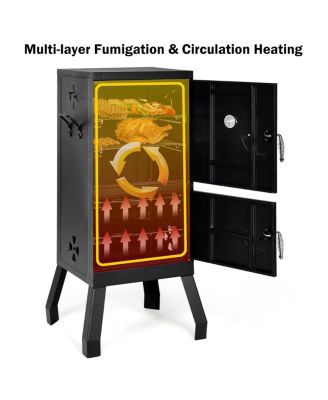 Vertical Charcoal Smoker BBQ Barbecue Grill w/ Temperature Gauge Outdoor