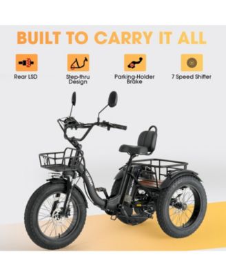 Electric Tricycle for Adults, 750W(Peak 1350W) Motor, 48V13Ah Battery, 20"x4" Folding Fat Tire 3-Wheel Electric Trike, 20MPH, Hydraulic Brakes