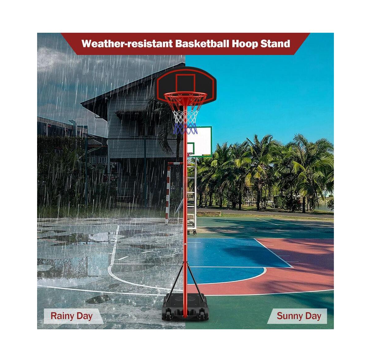 Akiudex Adjustable Portable Basketball Hoop System for Kids and Teens