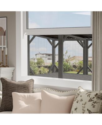 43.3 in. Outdoor Cat Enclosure with Bug Proof Net for Sunbathing, Napping and Viewing, Window Perch in Gray