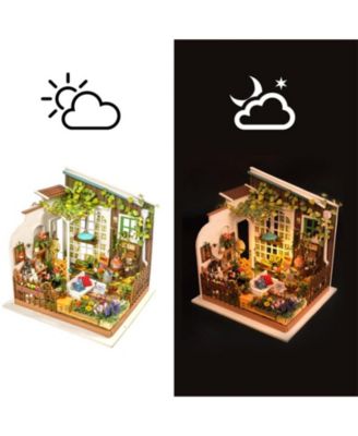 Dollhouse Kit Wooden 1:24 Scale DIY Miniature with Furniture Sets Best Birthday Gifts for Adults, Multicolored, 7.68"7.2"8.27