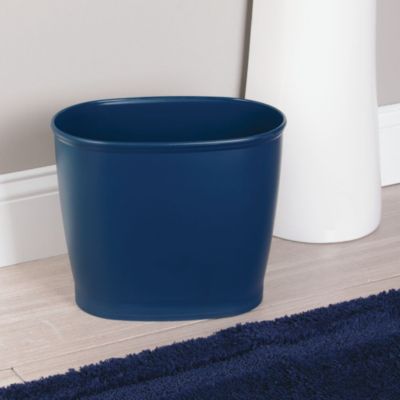 Oval 2.1 Gallon / 8 Liter Plastic Trash Can, 2-Pack, Navy, Made in USA