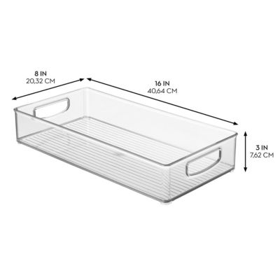 Stackable Pantry Storage Bin with Handles, Set of 2, Clear, Made in USA