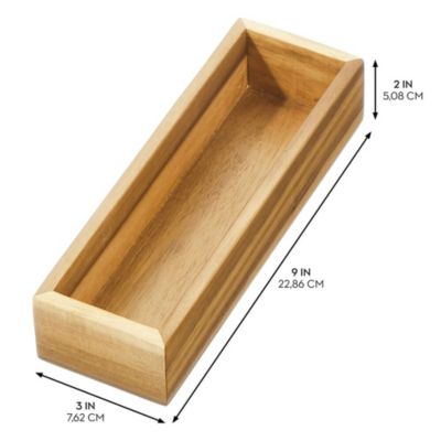 Acacia Wood Kitchen Drawer Organizer - Set of 3 - Natural