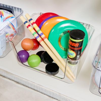 Large Wall-Mounted Open-Front Bin/Bracket, Set of 2, Clear, Made in USA