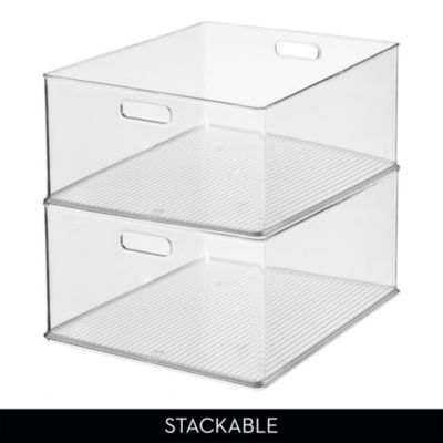 Stackable Plastic Pantry Storage Bin with Handles - Clear - Made in USA