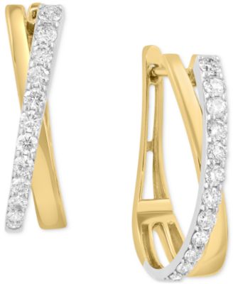 EFFY Collection - Diamond Crossover Oval Hoop Earrings (1 ct. t.w.) in 14k Gold