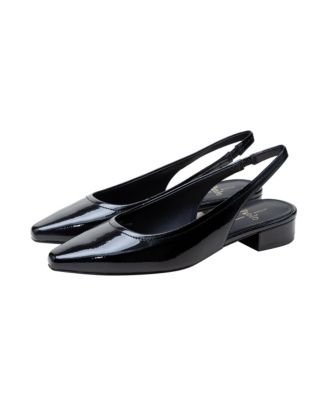 CIELO Women's Leather Low Block Heel Slingback Pumps