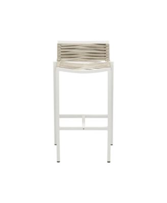 Maldives Cream Rope Fabric Outdoor Patio Barstool, Set of 2