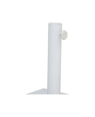 Amalfi Navy With Cream Piping / Matte White Metal Patio Umbrella with Base Sets