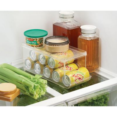 Soda Can Organizer with Lid for Pantry - Set of 2 - Clear - Made in USA
