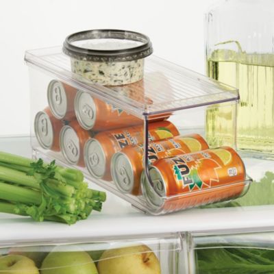 Soda Can Organizer with Lid for Pantry - Set of 4 - Clear - Made in USA
