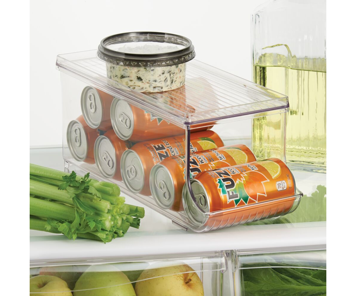 iDesign Soda Can Organizer with Lid for Pantry - Set of 4 - Clear - Made in Usa