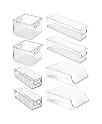 Fridge Storage Bin Set with Bottle Holder, Set of 8, Clear, Made in USA