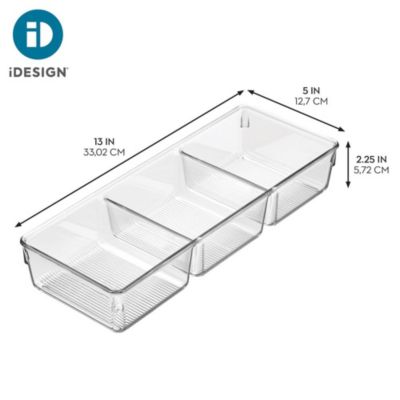 3-Section Plastic Drawer Organizer - Set of 6 - Clear