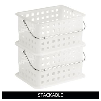 Medium StackableShower Caddy Basket, Set of 3, Frost, Made in USA