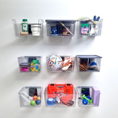 Medium Wall-Mounted Storage Bin and Bracket - Clear - Made in USA