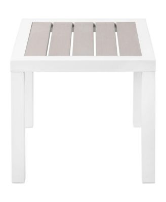Nizuc Grey Wood Look Accent Paneling Outdoor Patio Aluminum End Table