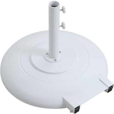 Fiji Black Fabric / Matte White Aluminum Patio Umbrella with Base Sets