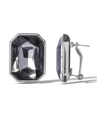 Faceted Gemstone Stud Earrings in Smoke Grey