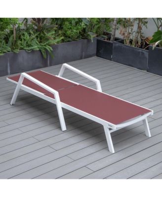 Marlin Patio Chaise Lounge Chair With Armrests in White Aluminum Frame